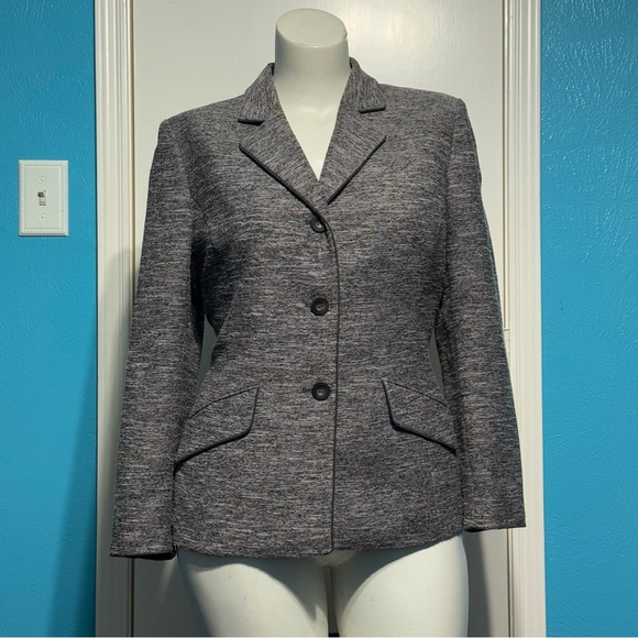 Le Suit Tweed Grey with pinkish hues Women's tailored 3 button Blazer 16P EUC - Picture 1 of 16